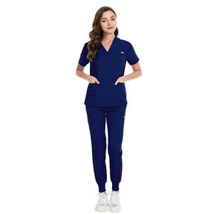 100% algodón elástico Todo Negro 100 algodón Scrubs médico enfermería uniformes mujeres y hombre Scrubs conjuntos 2023 - Product Image 2
