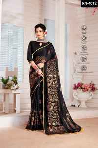 Tissu indien pakistanais reine Brasso avec multi broderie Pallu travail coupe travail et chemisier Designer Sari pour les femmes vêtements de mariage - Product Image 6