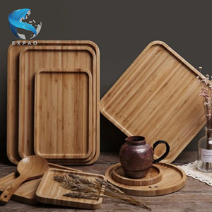 Plato de bambú prensado de aspecto natural para comedor diario - Product Image 6