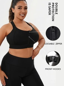Soutien-gorge de sport à glissière avant de style simple pour femmes bretelles réglables en gros pour les entraînements de yoga fitness - Product Image 4