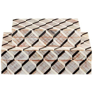 Forme et taille personnalisées Boîte de rangement pour bijoux en bois de bambou et incrustation d'os Design merveilleux Boîte à bijoux élégante Présentoir organisateur - Product Image 3