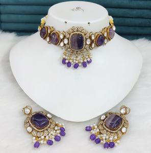 Conjunto de Collar Gargantilla Polki de Latón y Moissanita, Ideal para Bodas, Ocasiones Festivas, Uso en Fiestas, Colores de Primera Calidad Disponibles - Product Image 5