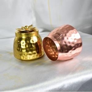 Bocaux à bougie en or faits à la main 2024 nouveau design boîte à lumière de thé conteneur de cire de soja tasse votives boîtes en métal pour la décoration de la maison - Product Image 2