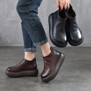 Bottes Western en Cuir Confortables à Bout Rond pour Femmes, Style Cowboy Décontracté, avec Broderies - Product Image 3