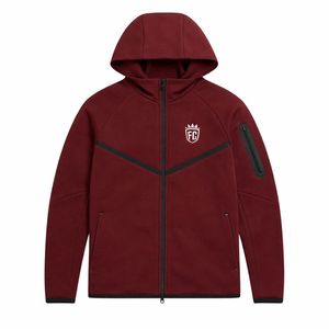 Tuta Sportiva da Uomo in Pile Tecnico con Giacca con Zip e Cappuccio e Pantaloni Jogger, Completo da Allenamento Atletico Color Bordeaux - Product Image 3