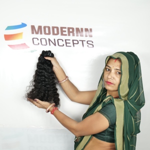 Vente en gros de cheveux humains indiens vierges non traités, ondulés, naturels, ondulés, noirs, ondulés, alignés sur des cuticules naturelles - Product Image 3