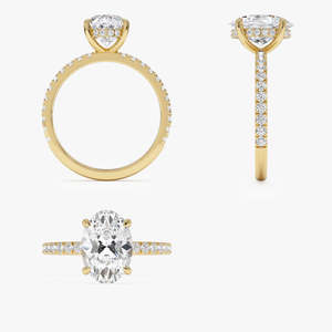 Anillo de compromiso único con diamante cultivado en laboratorio de 2.40 ct, corte E-F VS, en oro de 14K, con halo oculto ovalado pavé, ideal para regalo de aniversario nupcial. - Product Image 4