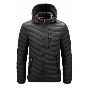 Chaqueta acolchada de invierno para hombre con logotipo personalizado de alta calidad al por mayor, piel de oveja impermeable impresa OEM con bolsillos de burbujas - Product Image 3