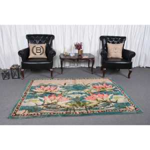 Alfombra Turca Vintage de 4.4x6.7 pies (133x204 cm), Alfombra Azul Abstracta - Product Image 1