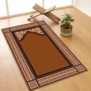 Alfombra de Oración Marrón: Diseño Islámico, Decoración para Mezquita, Alfombra Impresa, Alfombra Delgada No Tejida - Product Image 5
