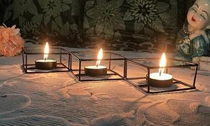 Supports de T-Light en métal de forme carrée ensemble de supports de T-Light faits à la main pour la décoration de Table de dîner de mariage - Product Image 2