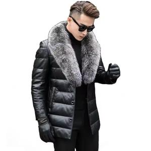 Abrigos de cuero transpirables clásicos de calidad superior personalizados cómodos y cálidos de invierno para hombre chaqueta de cuero genuino - Product Image 1