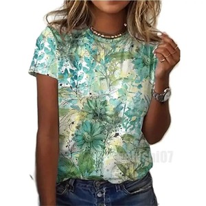 Camisetas de verano con estampado elegante para mujer, pintura al óleo abstracta, Camiseta con estampado Floral 3D, ropa de calle, Tops Unisex, moda Vintage - Product Image 6