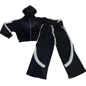 Ensemble pantalon de survêtement à capuche zippé surdimensionné personnalisé, poids lourd 500gsm 100% coton Streetwear Puff Printing Design pour hommes pour l'hiver - Product Image 1