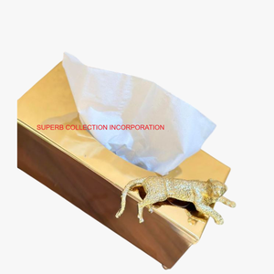 Table porte-serviettes décoratif tissu de luxe qualité or boîte à mouchoirs en métal avec feuille conception boîte de rangement fournitures de Restaurant - Product Image 2