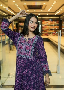 ชุด anarkali kurti ปักผ้าฝ้ายแท้สีม่วงสำหรับผู้หญิงเสื้อผ้าชนเผ่าชุดปาร์ตี้อินเทรนด์สุดพิเศษ - Product Image 4