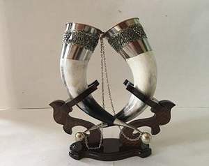 Corne à boire de Viking naturelle sculptée à la main décoration pour bière vin ou eau boeuf/Agate buffle corne polie - Product Image 3