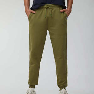 <b>Mens</b> Custom Logo Olive <b>Green</b> Jogger Cotton Blend Washed Joggers Breathable Ribbed Pants and <b>Trouser</b> Wholesale Factory - Product Image 2