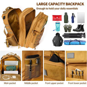 Mochila táctica de alta calidad con logotipo personalizado bordado de impresión al aire libre senderismo Camping bolsa de viaje OEM fabricante suministro - Product Image 4