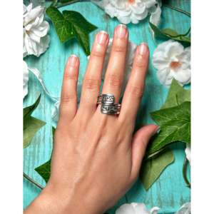 Bague ajustable Landon Secatera en argent sterling, incrustation romantique et tendance avec diamant taille ovale, plaqué or et rhodium, cadeau - Product Image 4