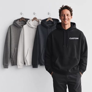 Sweat à capuche en coton uni personnalisé à épaules tombantes Sweat à capuche pour hommes poids lourd surdimensionné imprimé bouffant - Product Image 1