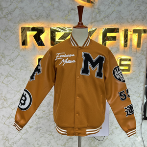 Good Quality Custom Label Embroidered Wool and Silk Men's Jacket with <b>Covered</b> <b>Button</b> Closure versity jackets Lettermen jackets - Product Image 5