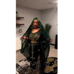 Auténtico Traje Tradicional de Lujo para Novia Somalí, Dirac Elegante, Atuendo Africano para Bodas, Tela Rica de Algodón, Seda y Poliéster - Product Image 1