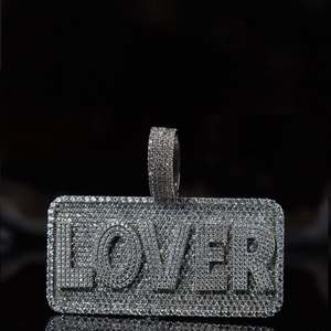 Pendentif personnalisable en argent 925 avec lettre et nom, serti de diamants Moissanite VVS certifiés GIA, testeur de diamants Moissanite inclus, pour homme - Product Image 1