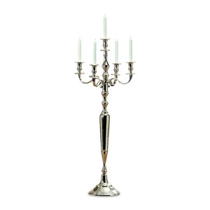 Candelabro de pie de aluminio Candelabro de metal decorativo Candelabro alto plateado Centro de mesa para bodas - Product Image 4