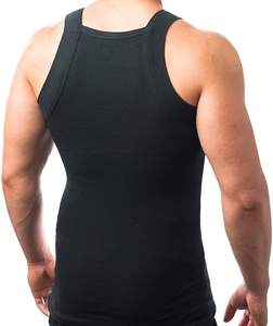 Débardeurs pour hommes en maille respirante polyester/coton, col en V, style urbain, coupe carrée, côtelés, haute qualité - Product Image 2