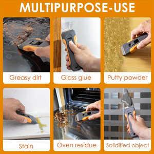 เครื่องมือขูดกาวแบบพกพา 10 ใบมีด พร้อมที่ขูดทำความสะอาดกระจกสำหรับเตาอบ ประตูเตา และขจัดคราบสี - Product Image 3