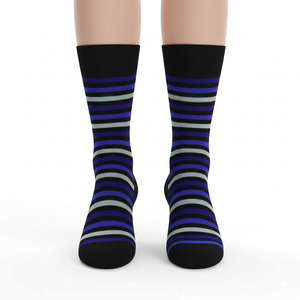 Chaussettes pour femmes personnalisées pour l'hiver en coton chaud multicolore équipage tricoté Compression organique anti-dérapant drôle rayé - Product Image 4