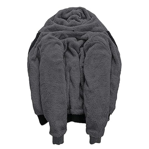 Écusson personnalisé hip hop logo de broderie laine polaire lourde Acid Wash Zip up Boxy recadrée Denim larmes à capuche - Product Image 2