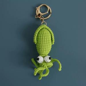 Bolso colgante portátil de ganchillo de terylene hecho a mano con diseño de calamar de dibujos animados, colores bonitos, diseño de animal marino de anime, para la vuelta al cole - Product Image 5