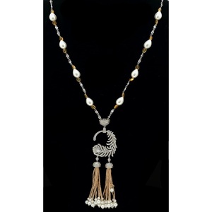 สร้อยคอลูกปัดจี้นำเข้าสำหรับผู้หญิงสร้อยคอไข่มุกสวยสำหรับงานแต่งงานและงานปาร์ตี้ - Product Image 1