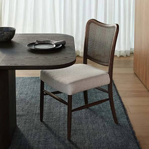 Chaise de salle à manger en bois d'acajou de haute qualité avec dossier en rotin naturel réglable pour une utilisation en entrepôt - Product Image 1