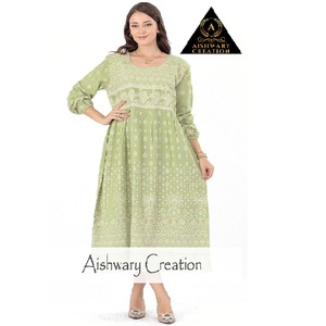 Premium Cotton Fabric Midi Ethnic Style Casual for Women Geometric Pattern Adjustable Drawstring Waist Classic Button Detailing - Product Image 1