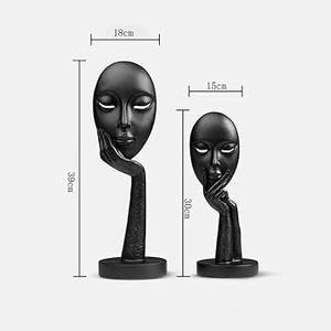 Sculpture en métal pour décoration d'intérieur moderne fabriquée à la main avec finition de couleur noire-Statuette de visage élégante pour décoration - Product Image 4