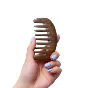 Peine de madera de Acacia Natural Premium, peine pequeño hecho a mano ecológico, dientes anchos y estrechos, profesional para desenredar el cabello en el hogar - Product Image 2