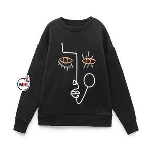 เสื้อสเวตเตอร์คอกลมแขนยาวเสื้อสเวตเชิ้ตผ้าคอตตอนผ้าฟลีซระบายอากาศมีลายปักสำหรับ100% ออกแบบได้ตามต้องการ - Product Image 4