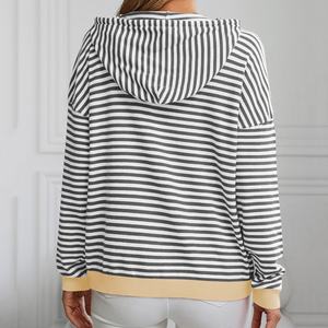 2025 STREETWEAR Winter Fashionable <b>Women</b> <b>Striped</b> <b>Long</b> <b>Sleeve</b> Hoodies Street Ladies Casual Loose Pullover Hoodies - Product Image 6