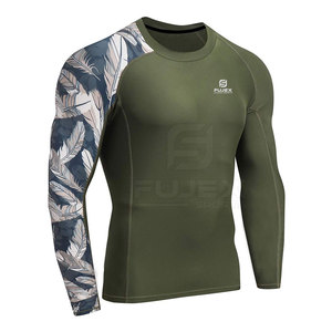 Mejor Material estilo deportivo gimnasio Fitness MMA Etiqueta Privada Spandex tela nueva llegada personalizado largo Rash Guard con bajo MOQ - Product Image 2