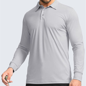 2025 Offre Spéciale nouveau Design hommes couleur unie polos respirant à manches longues haute qualité Polo pour hommes - Product Image 3