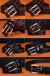 Haute qualité nouveau traditionnel en gros logo personnalisé boucle ardillon Double côté utilisation Style d'affaires hommes ceinture en cuir véritable - Product Image 6