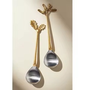 Mango decorativo hecho a mano, herramienta para servir ensalada, mango de extremo retorcido, cuchara para ensalada, tenedor, vajilla decorativa de lujo, servidor de ensalada - Product Image 3