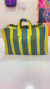 Bolsas de playa de nailon reutilizables ecológicas RPET Cremallera Handloom Tejido Plástico reciclado Logotipo a rayas de moda Listo para viajar - Product Image 5