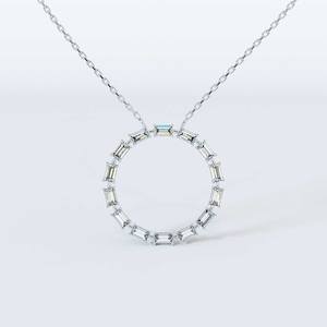 10k or massif laboratoire cultivé diamant Baguette collier laboratoire cultivé diamant mariage collier femmes collier pour anniversaire bijoux - Product Image 2