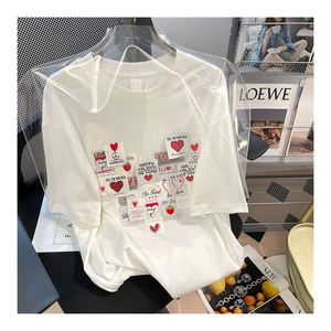 เสื้อยืดเข้ารูปแขนยาวสำหรับผู้หญิง,เสื้อยืดคอกลมแขนสั้นสไตล์แท็กด้านหน้าสีล้วน - Product Image 1