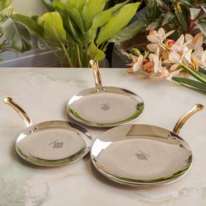 Indianartvilla แผ่นเหล็กทองแดงแบบเรียบพร้อมด้ามทองเหลืองเครื่องครัวสำหรับใช้ในบ้านโรงแรมและร้านอาหาร - Product Image 5