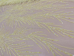 Perles jaunes lourdes et cristal, fabrication de tissu personnalisé pour mariage et robes de luxe à la mode - Product Image 4